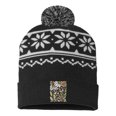 Aloha Hawaiian Hibiscus Flower Hawaii Vacation USA-Made Snowflake Beanie