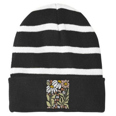 Aloha Hawaiian Hibiscus Flower Hawaii Vacation Striped Beanie with Solid Band