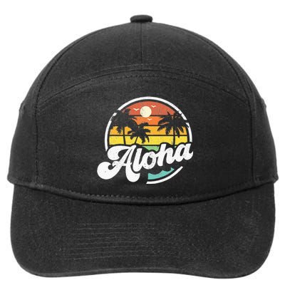 Aloha Hawaii Hawaiian Island Vacation Palm Trees Beach Gift 7-Panel Snapback Hat