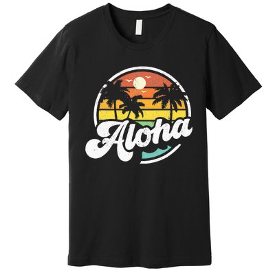 Aloha Hawaii Hawaiian Island Vacation Palm Trees Beach Gift Premium T-Shirt