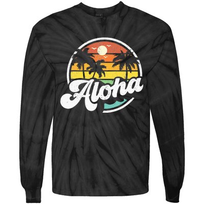 Aloha Hawaii Hawaiian Island Vacation Palm Trees Beach Gift Tie-Dye Long Sleeve Shirt