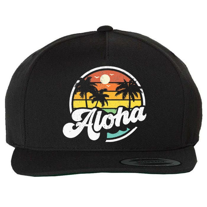 Aloha Hawaii Hawaiian Island Vacation Palm Trees Beach Gift Wool Snapback Cap