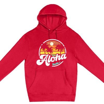 Aloha Hawaii Hawaiian Island Vacation Palm Trees Beach Gift Premium Pullover Hoodie