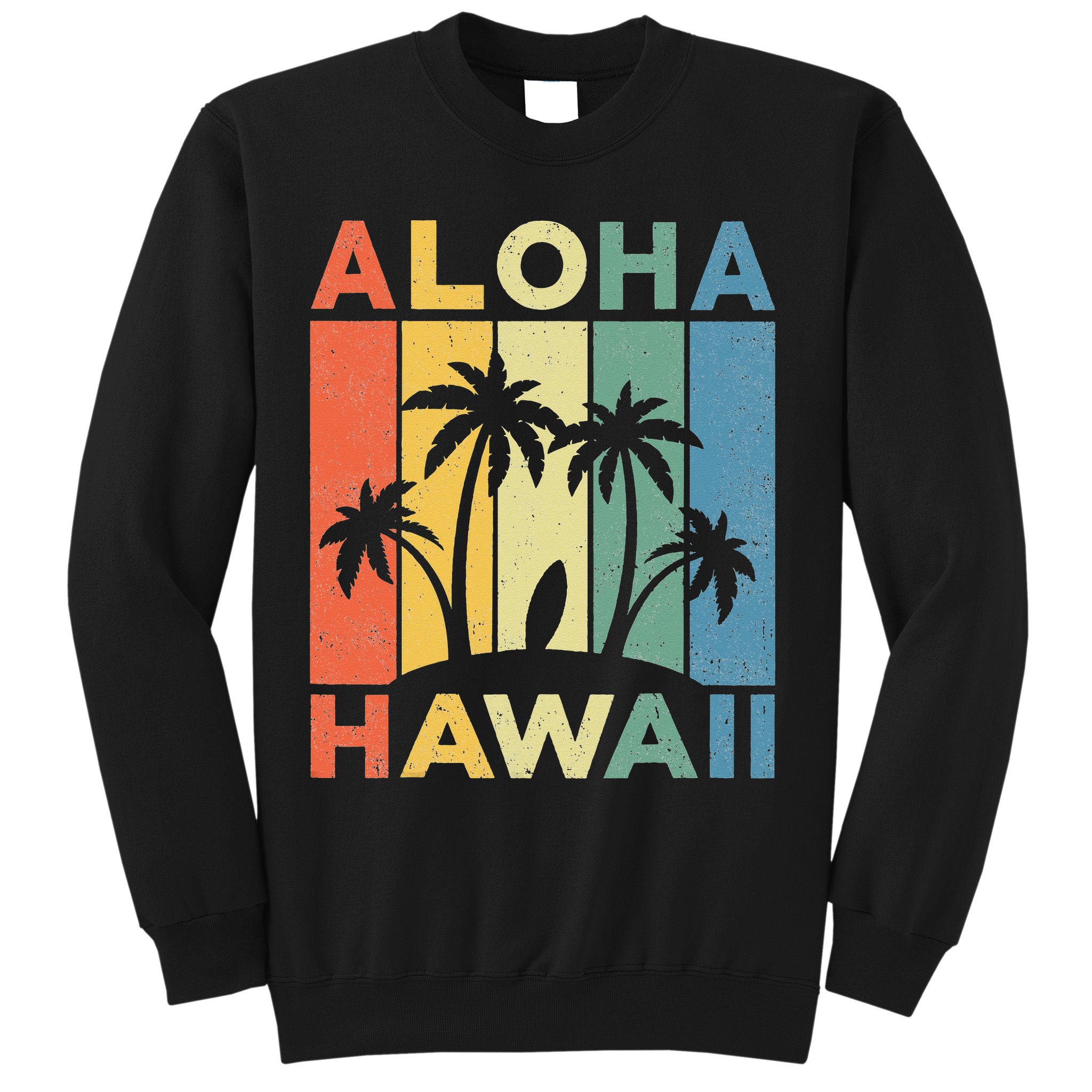 Aloha Hawaii Hawaiian Island Palm Beach Surfboard Surf Sweatshirt