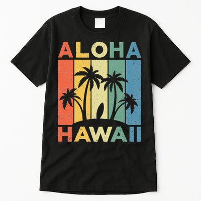 Aloha Hawaii Hawaiian Island Palm Beach Surfboard Surf Tall T-Shirt