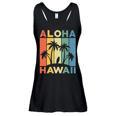 Aloha Hawaii Hawaiian Island Palm Beach Surfboard Surf Ladies Essential Flowy Tank