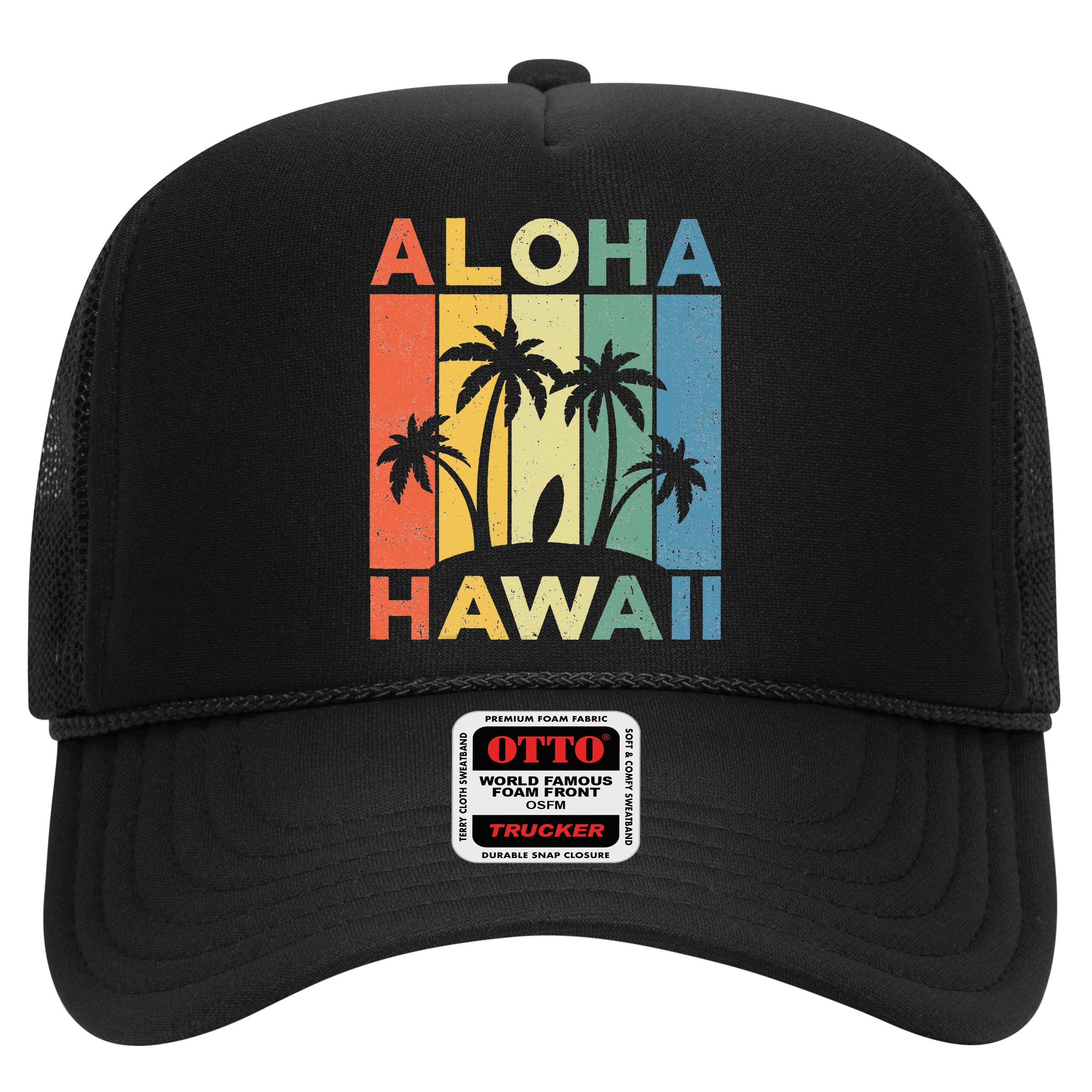 Aloha Hawaii Hawaiian Island Palm Beach Surfboard Surf Hat