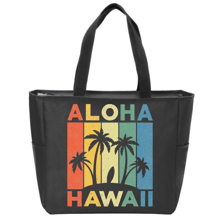 Aloha Hawaii Hawaiian Island Palm Beach Surfboard Surf Zip Tote Bag