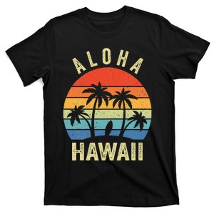 Aloha Hawaii Hawaiian Island Palm Beach Surfboard Surf T-Shirt