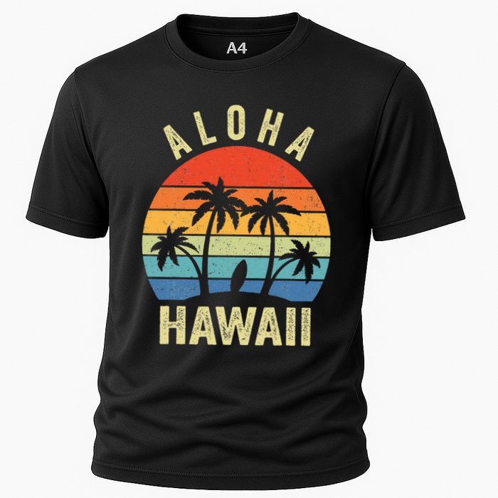 Aloha Hawaii Hawaiian Island Palm Beach Surfboard Surf Cooling Performance Crew T-Shirt