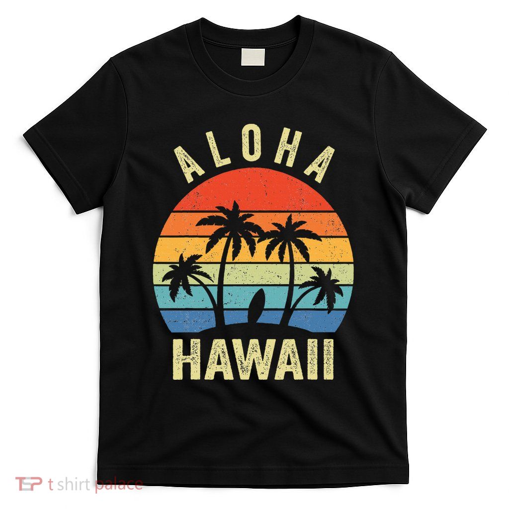 Aloha Hawaii Hawaiian Island Palm Beach Surfboard Surf T-Shirt
