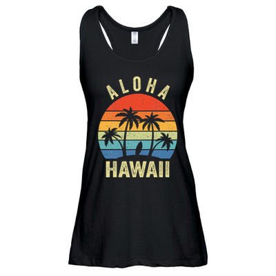Aloha Hawaii Hawaiian Island Palm Beach Surfboard Surf Ladies Essential Flowy Tank