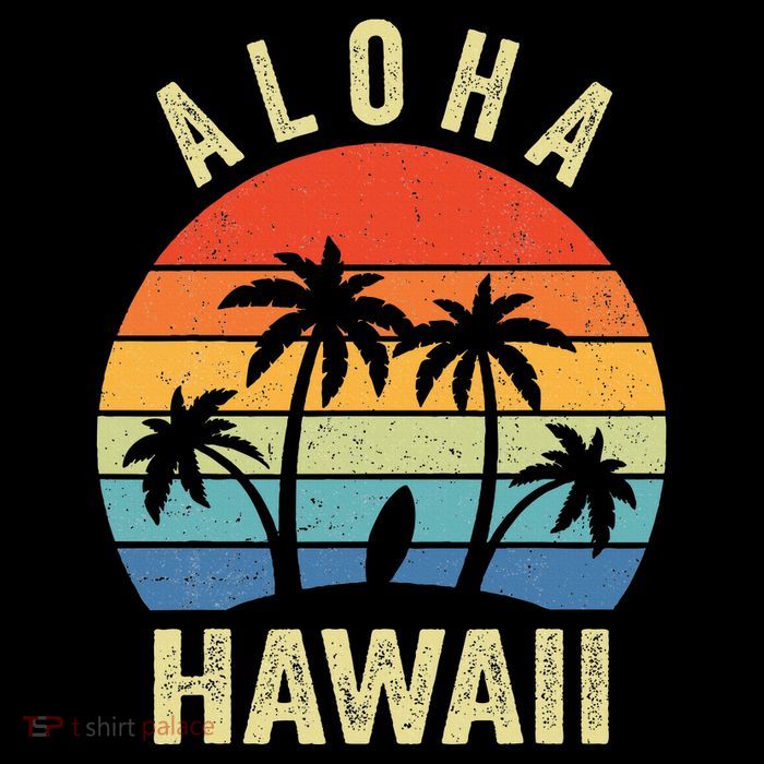 Aloha Hawaii Hawaiian Island Palm Beach Surfboard Surf Tank Top