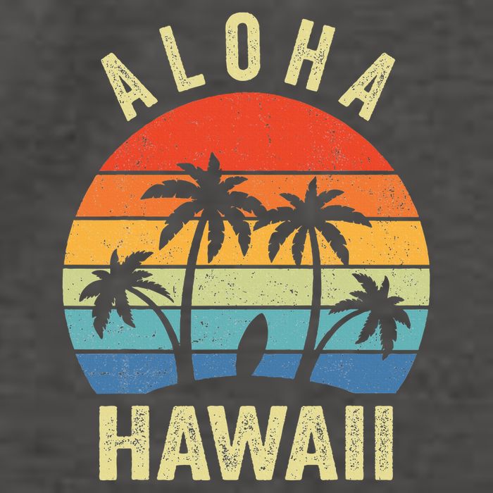 Aloha Hawaii Hawaiian Island Palm Beach Surfboard Surf Vector Backpack