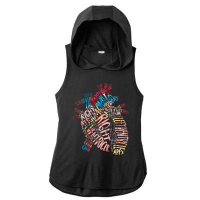 Anatomical Human Heart Cardiology Medical Cardiac Nurse Ladies PosiCharge Tri-Blend Wicking Draft Hoodie Tank