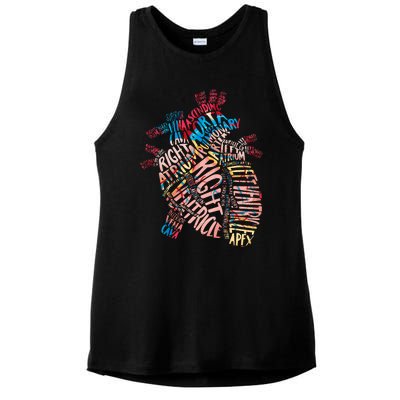 Anatomical Human Heart Cardiology Medical Cardiac Nurse Ladies PosiCharge Tri-Blend Wicking Tank