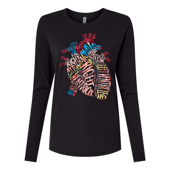 Anatomical Human Heart Cardiology Medical Cardiac Nurse Womens Cotton Relaxed Long Sleeve T-Shirt