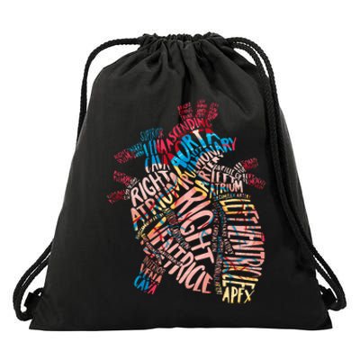 Anatomical Human Heart Cardiology Medical Cardiac Nurse Drawstring Bag