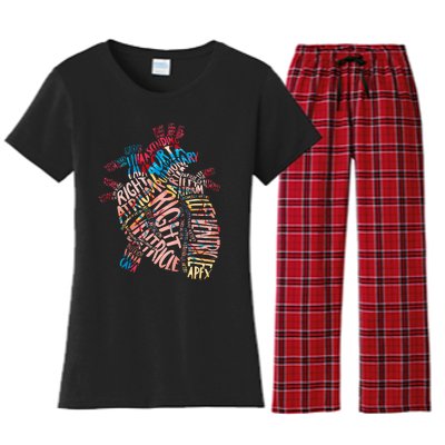 Anatomical Human Heart Cardiology Medical Cardiac Nurse Women's Flannel Pajama Set