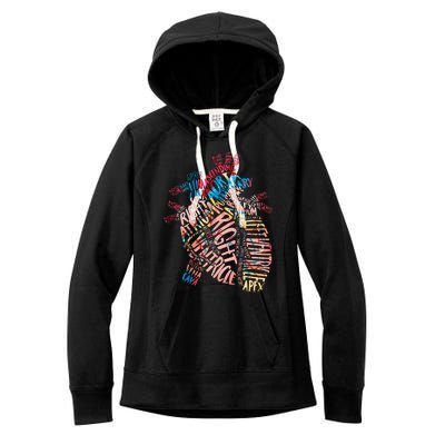 Anatomical Human Heart Cardiology Medical Cardiac Nurse Women's Fleece Hoodie