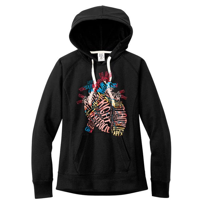 Anatomical Human Heart Cardiology Medical Cardiac Nurse Women's Fleece Hoodie