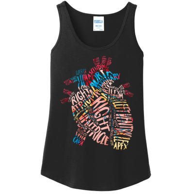 Anatomical Human Heart Cardiology Medical Cardiac Nurse Ladies Essential Tank