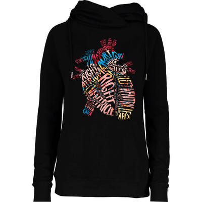 Anatomical Human Heart Cardiology Medical Cardiac Nurse Womens Funnel Neck Pullover Hood