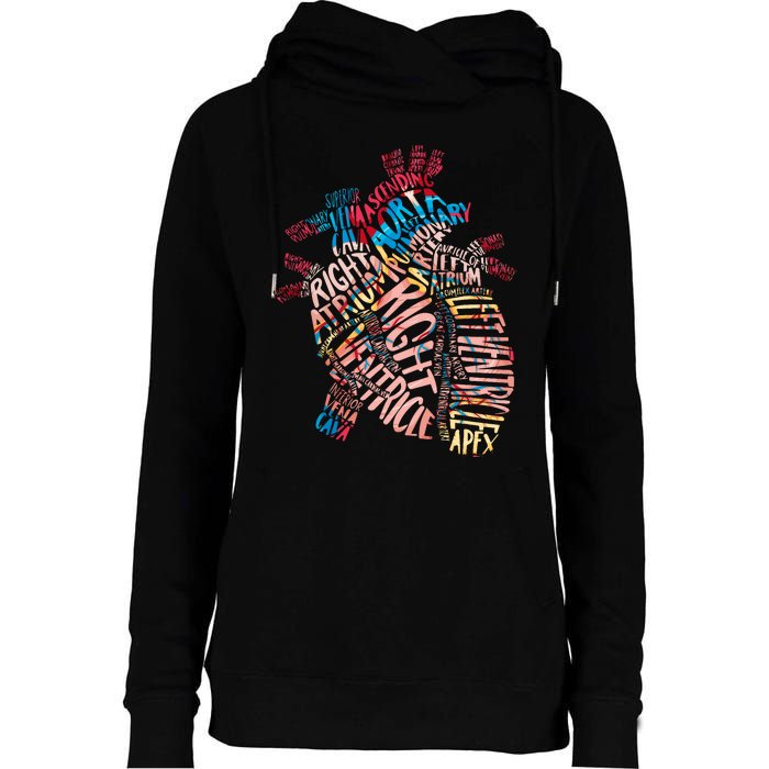 Anatomical Human Heart Cardiology Medical Cardiac Nurse Womens Funnel Neck Pullover Hood