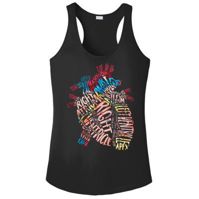 Anatomical Human Heart Cardiology Medical Cardiac Nurse Ladies PosiCharge Competitor Racerback Tank