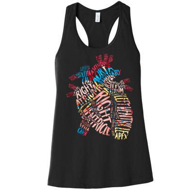 Anatomical Human Heart Cardiology Medical Cardiac Nurse Women's Racerback Tank