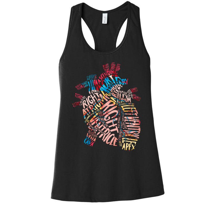 Anatomical Human Heart Cardiology Medical Cardiac Nurse Women's Racerback Tank