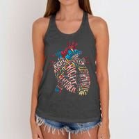 Anatomical Human Heart Cardiology Medical Cardiac Nurse Women's Knotted Racerback Tank