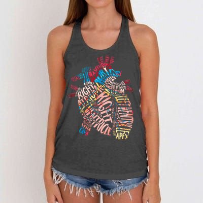 Anatomical Human Heart Cardiology Medical Cardiac Nurse Women's Knotted Racerback Tank