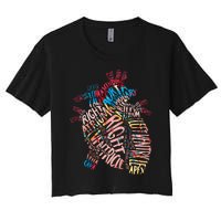 Anatomical Human Heart Cardiology Medical Cardiac Nurse Women's Crop Top Tee