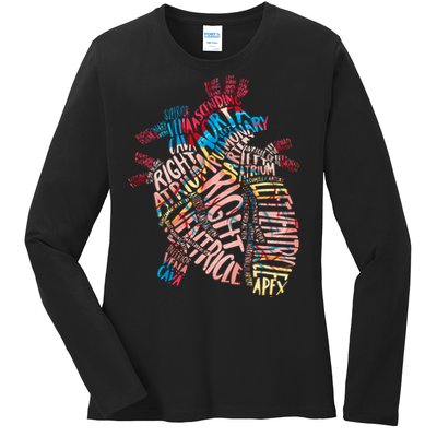 Anatomical Human Heart Cardiology Medical Cardiac Nurse Ladies Long Sleeve Shirt