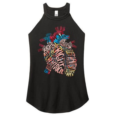 Anatomical Human Heart Cardiology Medical Cardiac Nurse Women's Perfect Tri Rocker Tank