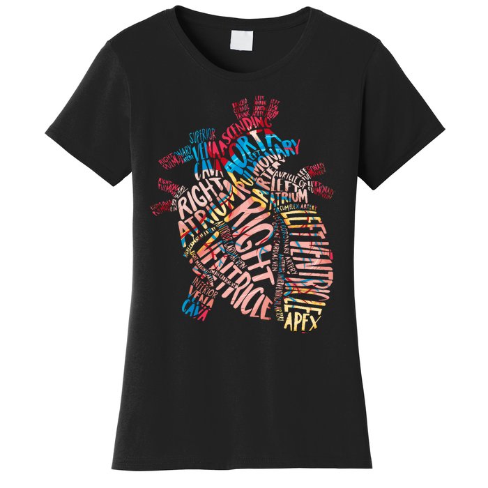 Anatomical Human Heart Cardiology Medical Cardiac Nurse Women's T-Shirt