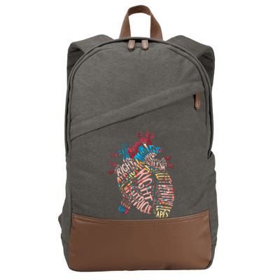 Anatomical Human Heart Cardiology Medical Cardiac Nurse Cotton Canvas Backpack