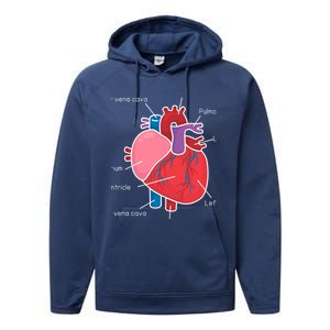 Anatomical Humain Heart Anatomy Science Physiology Medical Great Gift Performance Fleece Hoodie