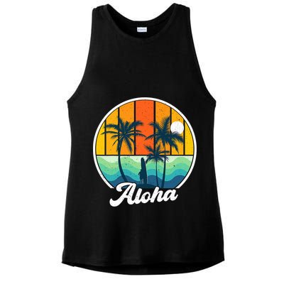 Aloha Hawaii Hawaiian Island Funny Summer Ladies PosiCharge Tri-Blend Wicking Tank