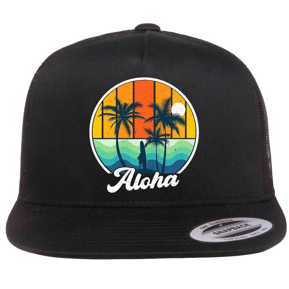 Aloha Hawaii Hawaiian Island Funny Summer Flat Bill Trucker Hat