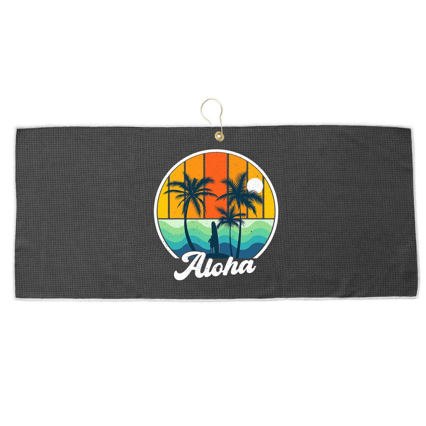 Aloha Hawaii Hawaiian Island Funny Summer Large Microfiber Waffle Golf Towel