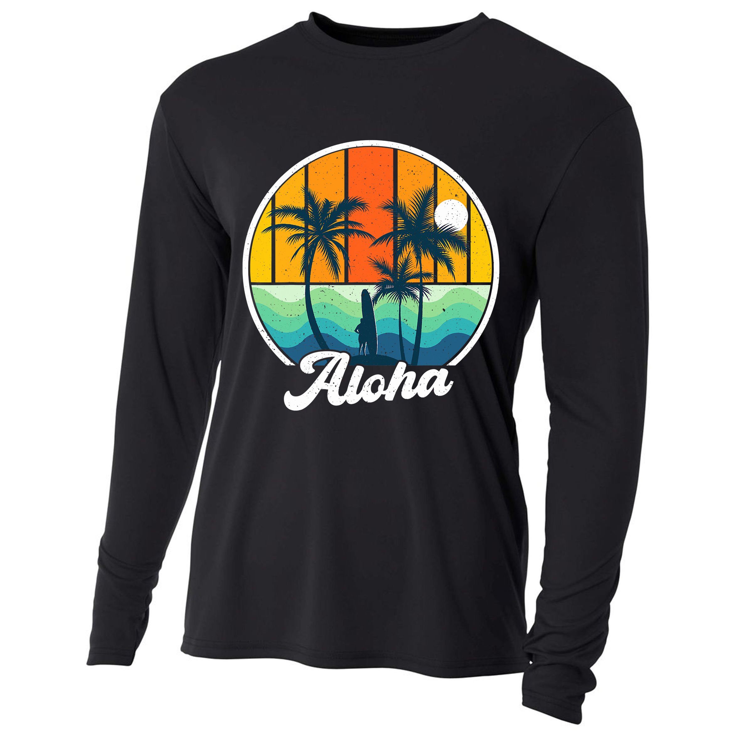 Aloha Hawaii Hawaiian Island Funny Summer Cooling Performance Long Sleeve Crew