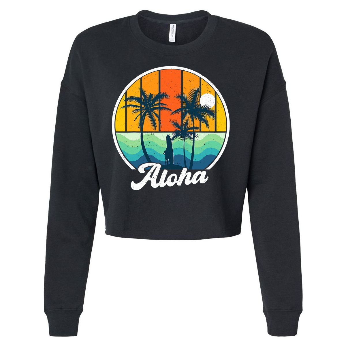 Aloha Hawaii Hawaiian Island Funny Summer Cropped Pullover Crew
