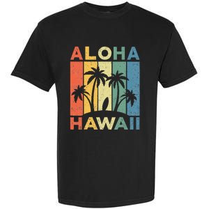 Aloha Hawaii Hawaiian Island Palm Beach Surfboard Surf Garment-Dyed Heavyweight T-Shirt