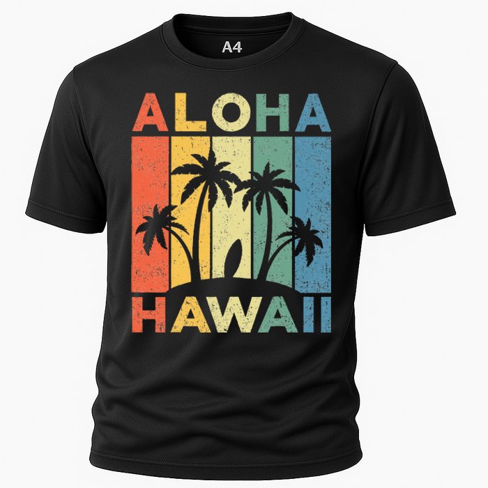 Aloha Hawaii Hawaiian Island Palm Beach Surfboard Surf Cooling Performance Crew T-Shirt