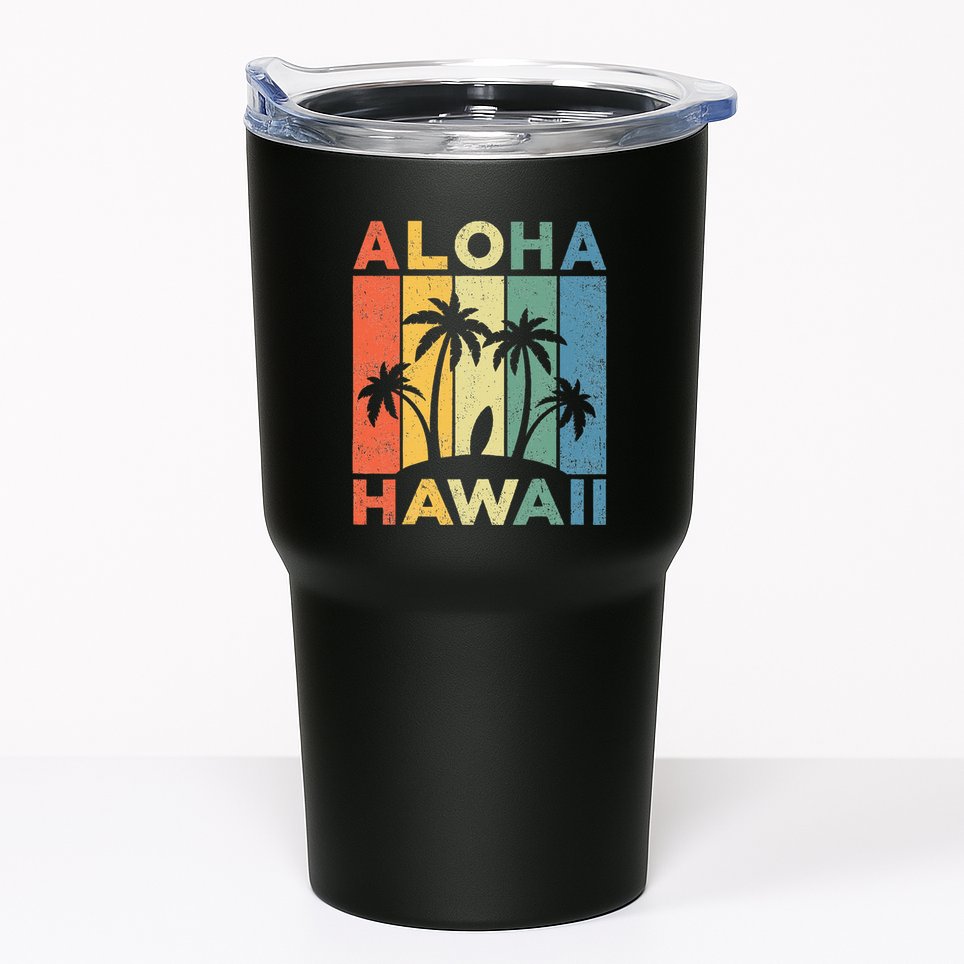Aloha Hawaii Hawaiian Island Palm Beach Surfboard Surf Tumbler
