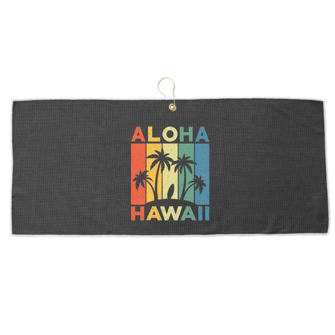 Aloha Hawaii Hawaiian Island Palm Beach Surfboard Surf Large Microfiber Waffle Golf Towel