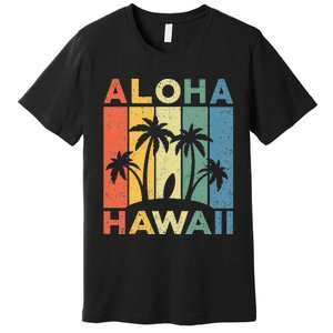 Aloha Hawaii Hawaiian Island Palm Beach Surfboard Surf Premium T-Shirt