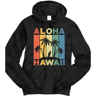 Aloha Hawaii Hawaiian Island Palm Beach Surfboard Surf Tie Dye Hoodie